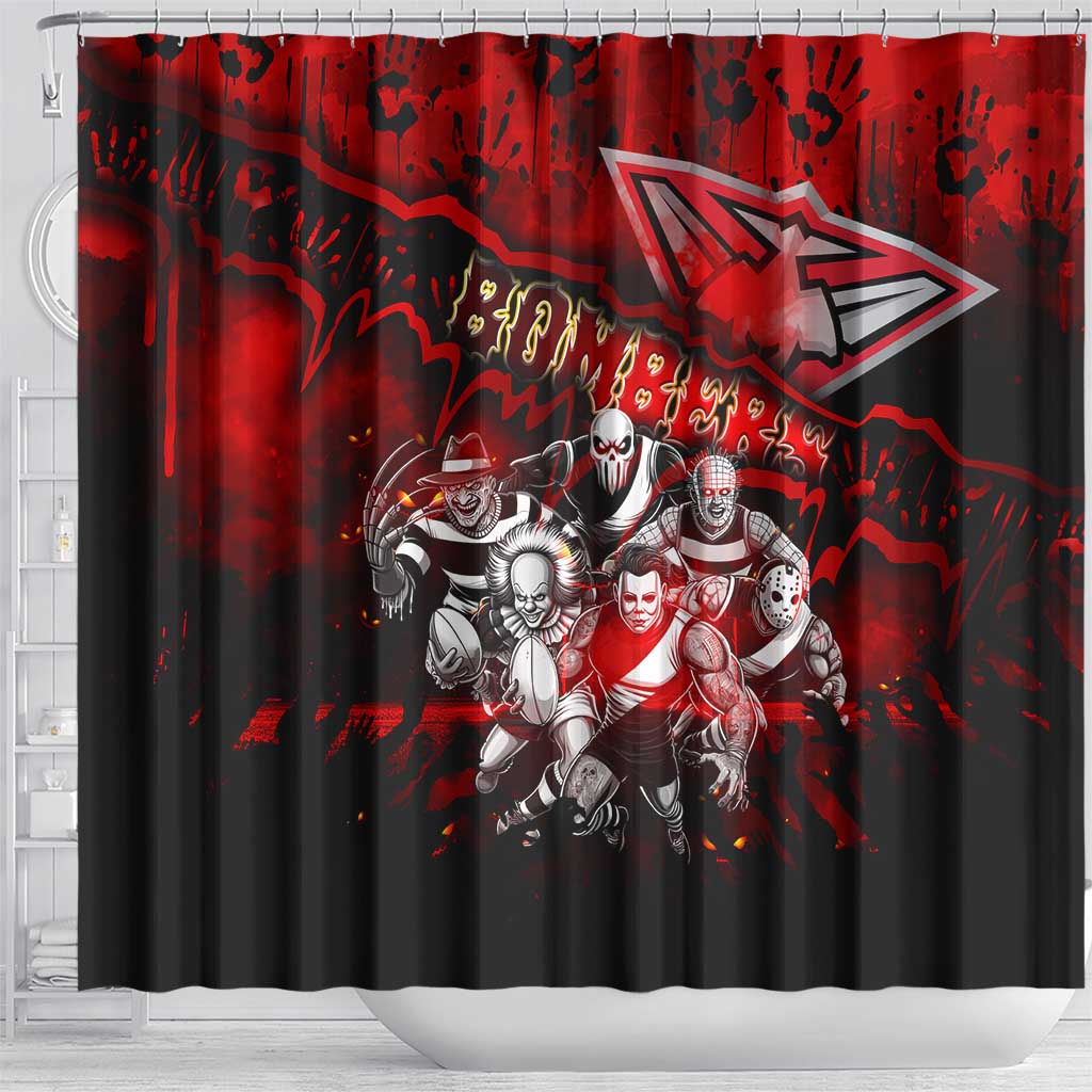 Step Into Horror Domain Bombers Football Shower Curtain Halloween Horror Movie Characters - Aussie Hoodie
