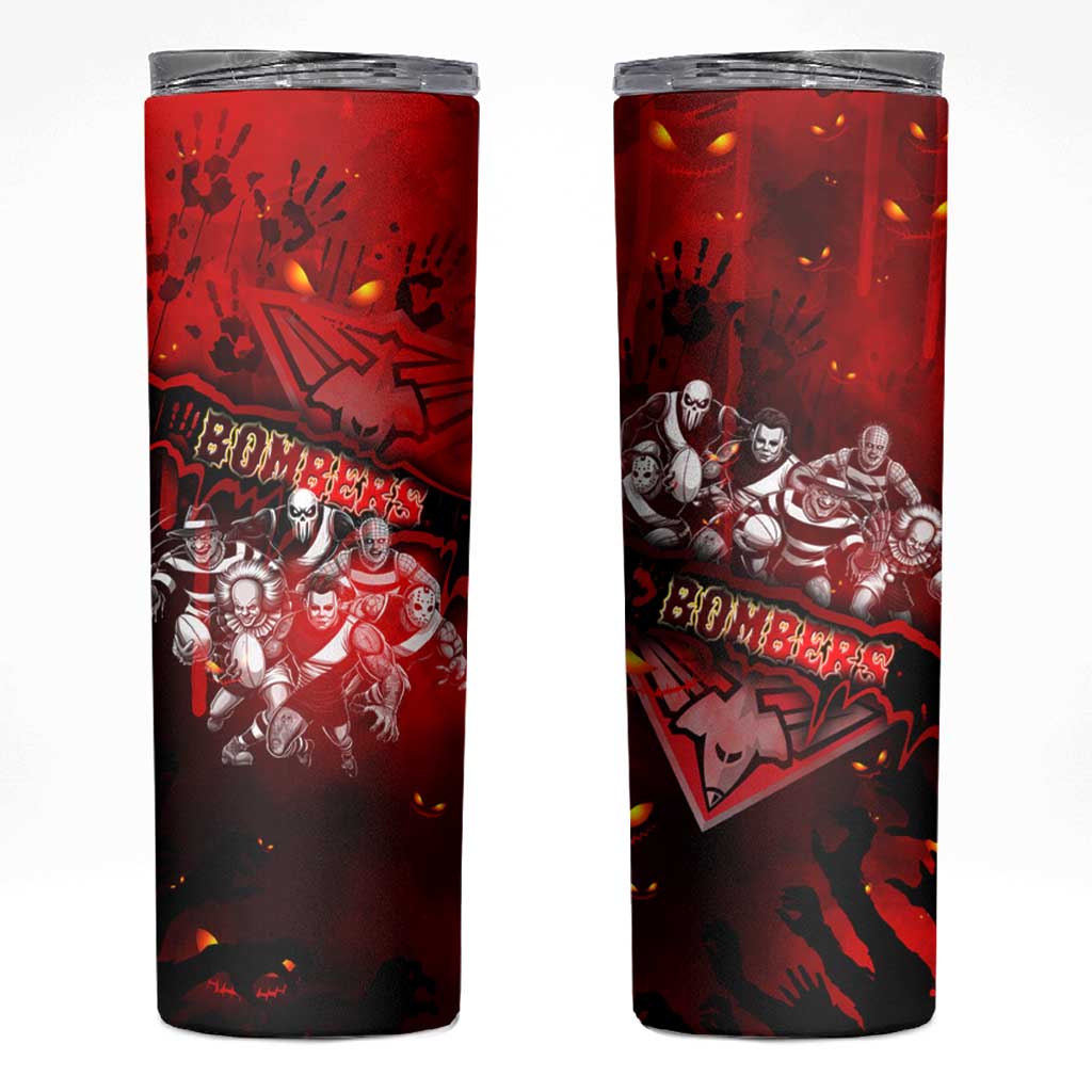 Step Into Horror Domain Bombers Football Skinny Tumbler Halloween Horror Movie Characters - Aussie Hoodie