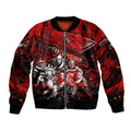 Step Into Horror Domain Bombers Football Sleeve Zip Bomber Jacket Halloween Horror Movie Characters - Aussie Hoodie