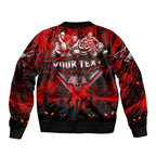 Step Into Horror Domain Bombers Football Sleeve Zip Bomber Jacket Halloween Horror Movie Characters - Aussie Hoodie
