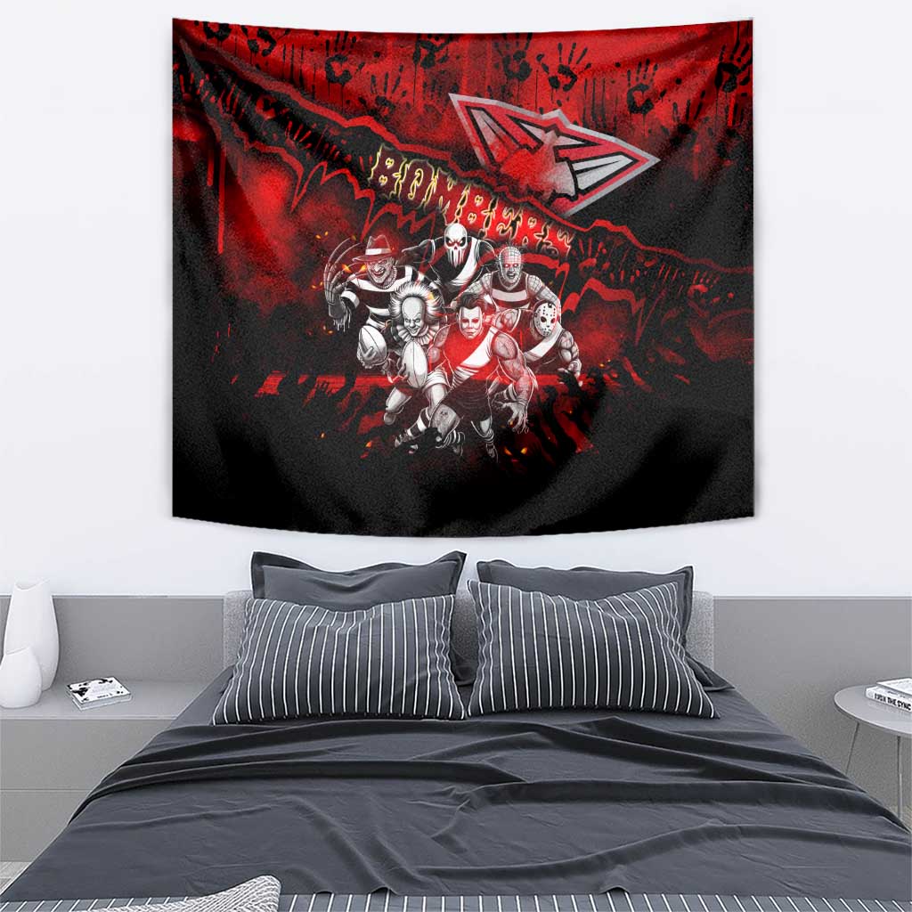 Step Into Horror Domain Bombers Football Tapestry Halloween Horror Movie Characters - Aussie Hoodie