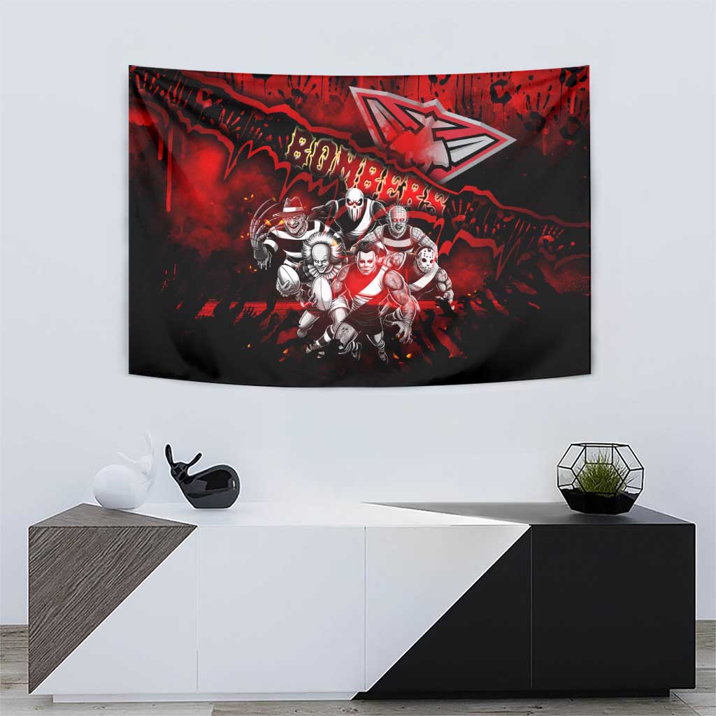 Step Into Horror Domain Bombers Football Tapestry Halloween Horror Movie Characters - Aussie Hoodie