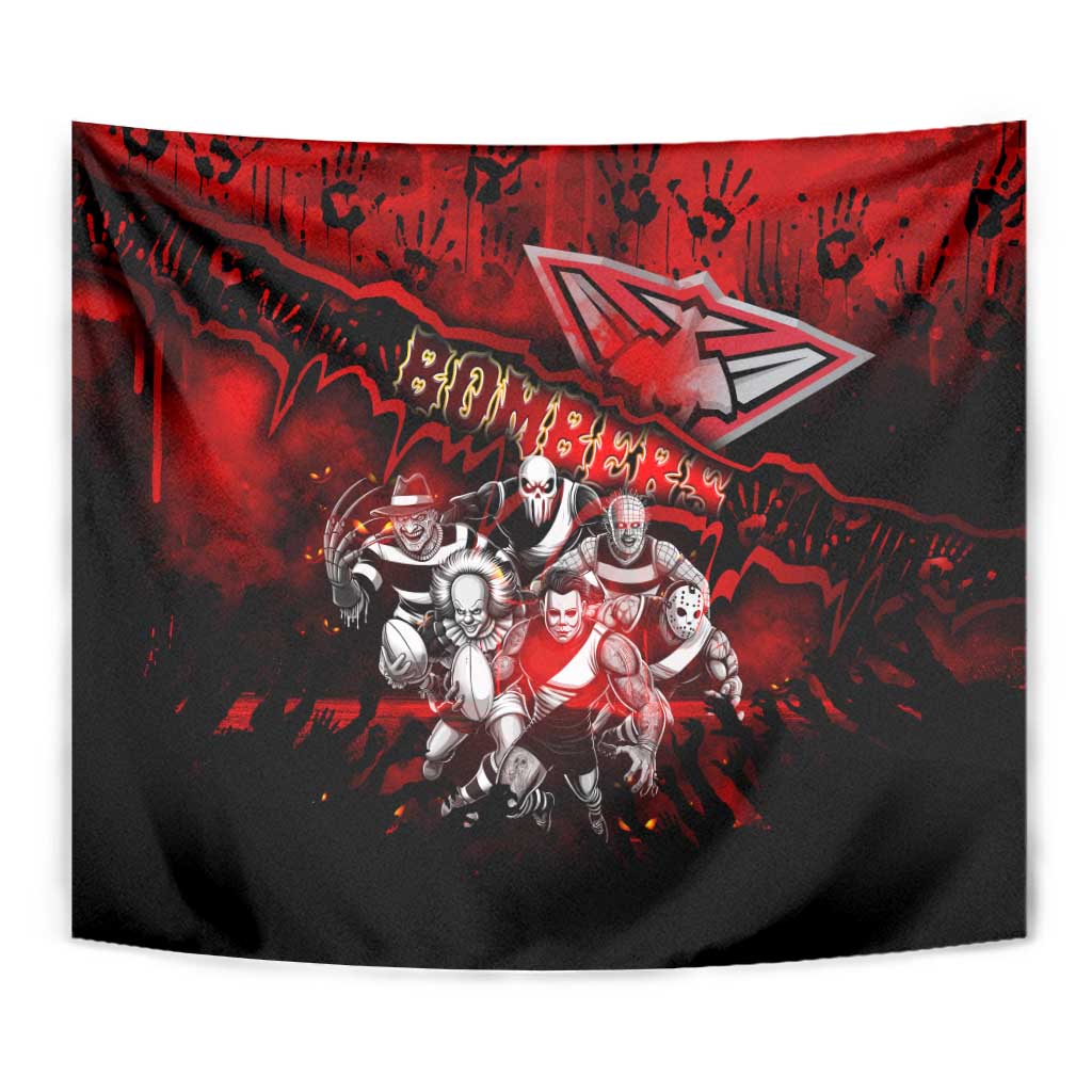 Step Into Horror Domain Bombers Football Tapestry Halloween Horror Movie Characters - Aussie Hoodie