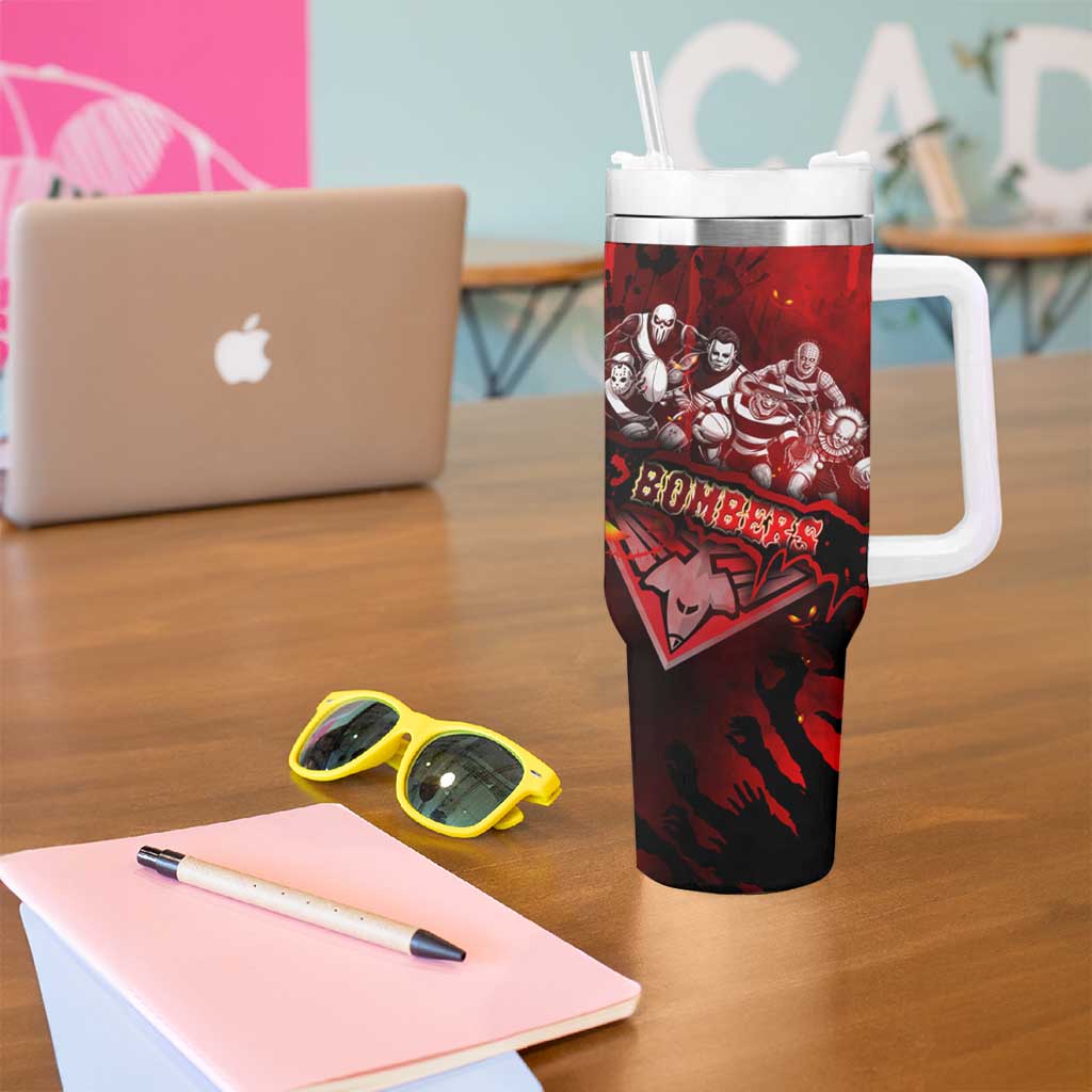 Step Into Horror Domain Bombers Football Tumbler With Handle Halloween Horror Movie Characters - Aussie Hoodie