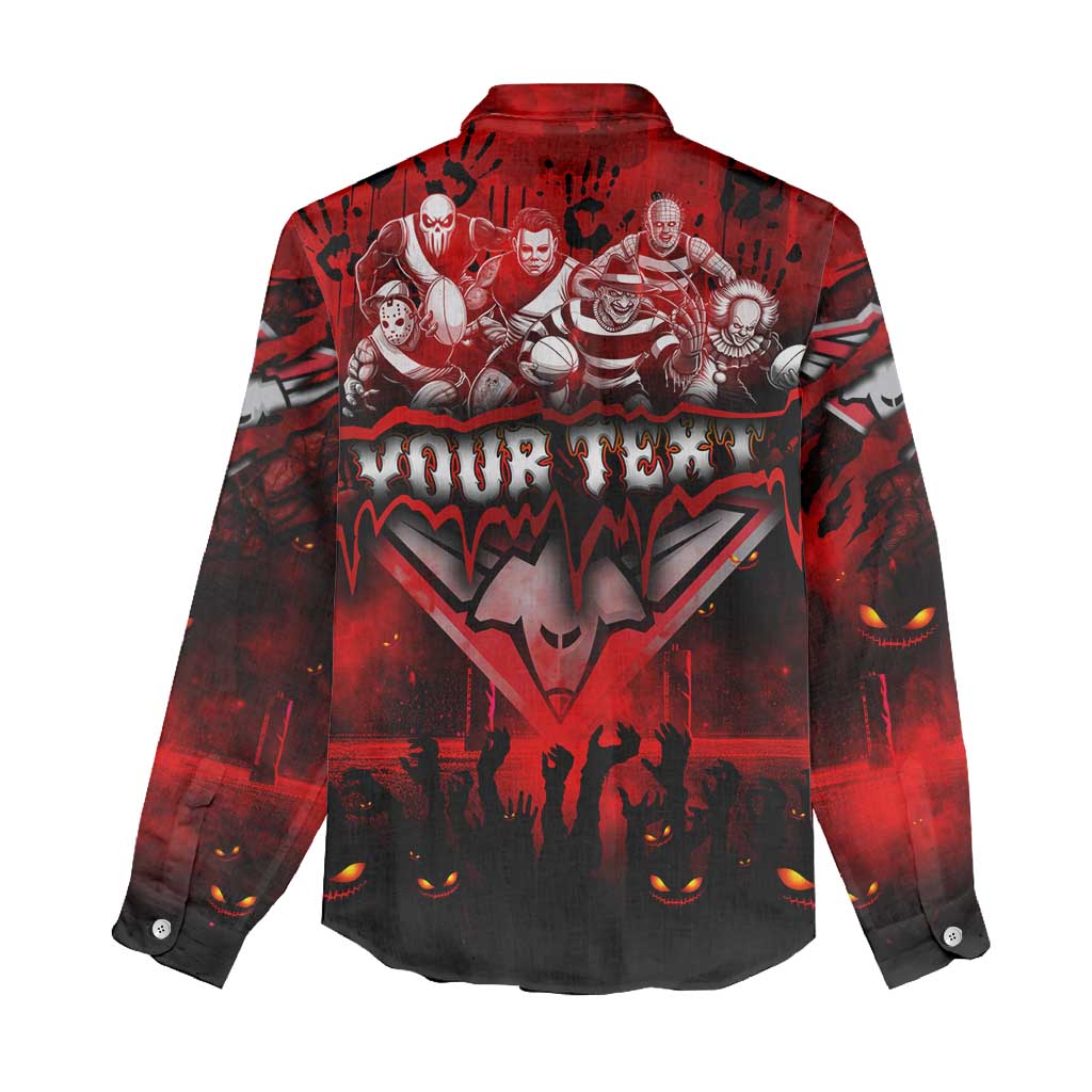 Step Into Horror Domain Bombers Football Women Casual Shirt Halloween Horror Movie Characters - Aussie Hoodie