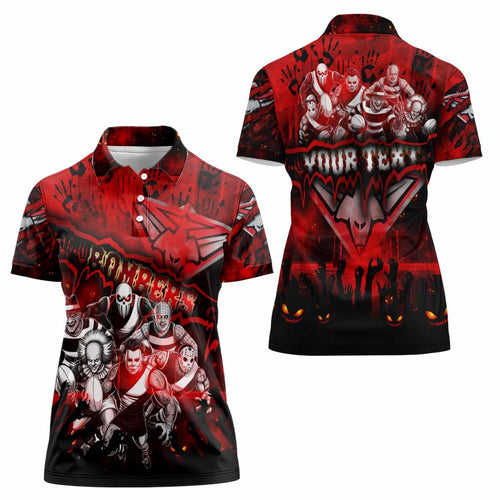 Step Into Horror Domain Bombers Football Women Polo Shirt Halloween Horror Movie Characters - Aussie Hoodie