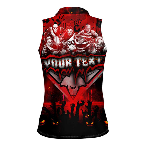 Step Into Horror Domain Bombers Football Women Sleeveless Polo Shirt Halloween Horror Movie Characters - Aussie Hoodie