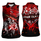 Step Into Horror Domain Bombers Football Women Sleeveless Polo Shirt Halloween Horror Movie Characters - Aussie Hoodie
