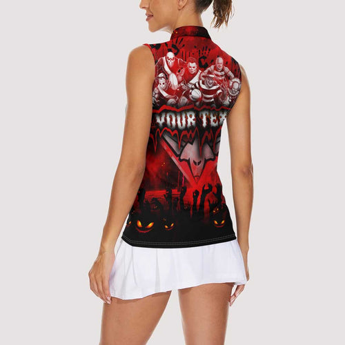 Step Into Horror Domain Bombers Football Women Sleeveless Polo Shirt Halloween Horror Movie Characters - Aussie Hoodie