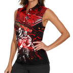 Step Into Horror Domain Bombers Football Women Sleeveless Polo Shirt Halloween Horror Movie Characters - Aussie Hoodie