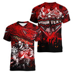 Step Into Horror Domain Bombers Football Women V-Neck T-Shirt Halloween Horror Movie Characters - Aussie Hoodie