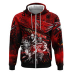 Step Into Horror Domain Bombers Football Zip Hoodie Halloween Horror Movie Characters - Aussie Hoodie