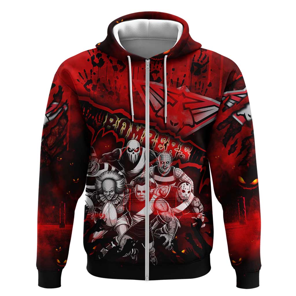 Step Into Horror Domain Bombers Football Zip Hoodie Halloween Horror Movie Characters - Aussie Hoodie
