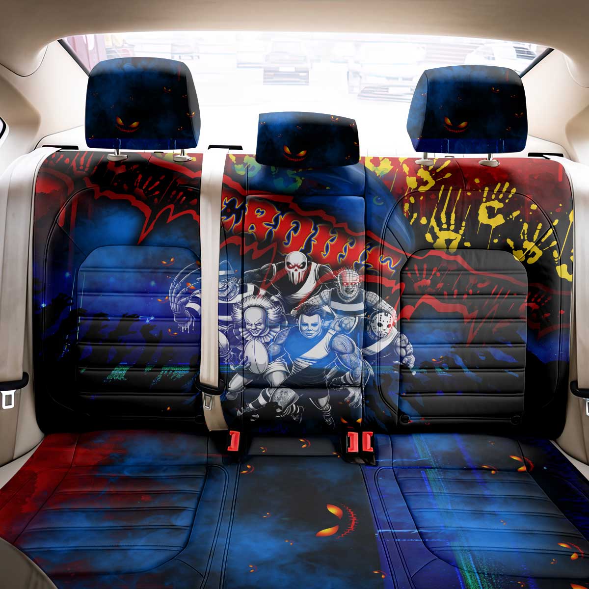 Step Into Horror Domain Crows Football Back Car Seat Cover Halloween Horror Movie Characters - Aussie Hoodie