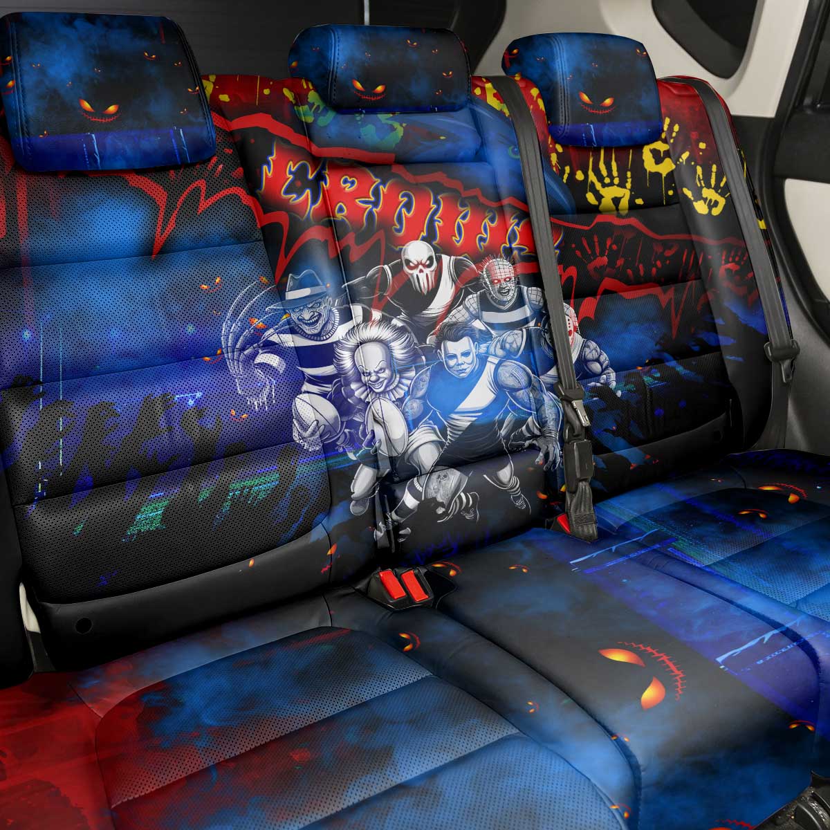 Step Into Horror Domain Crows Football Back Car Seat Cover Halloween Horror Movie Characters - Aussie Hoodie