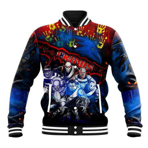 Step Into Horror Domain Crows Football Baseball Jacket Halloween Horror Movie Characters - Aussie Hoodie