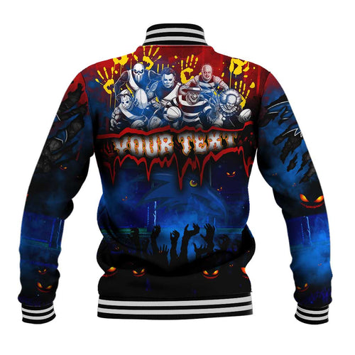 Step Into Horror Domain Crows Football Baseball Jacket Halloween Horror Movie Characters - Aussie Hoodie