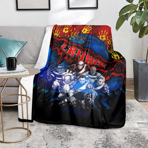 Step Into Horror Domain Crows Football Blanket Halloween Horror Movie Characters - Aussie Hoodie