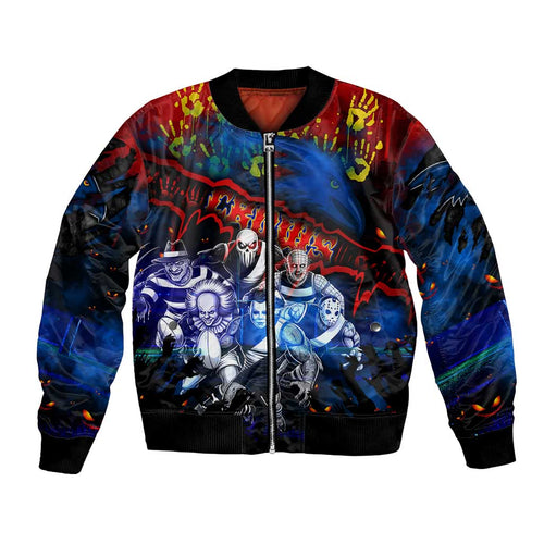 Step Into Horror Domain Crows Football Bomber Jacket Halloween Horror Movie Characters - Aussie Hoodie