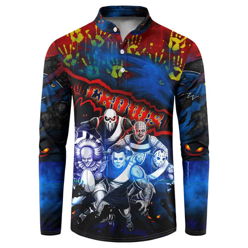 Step Into Horror Domain Crows Football Button Sweatshirt Halloween Horror Movie Characters - Aussie Hoodie