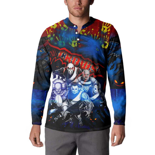 Step Into Horror Domain Crows Football Button Sweatshirt Halloween Horror Movie Characters - Aussie Hoodie