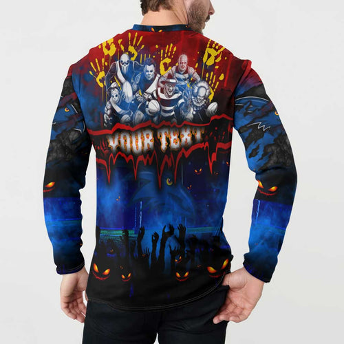 Step Into Horror Domain Crows Football Button Sweatshirt Halloween Horror Movie Characters - Aussie Hoodie
