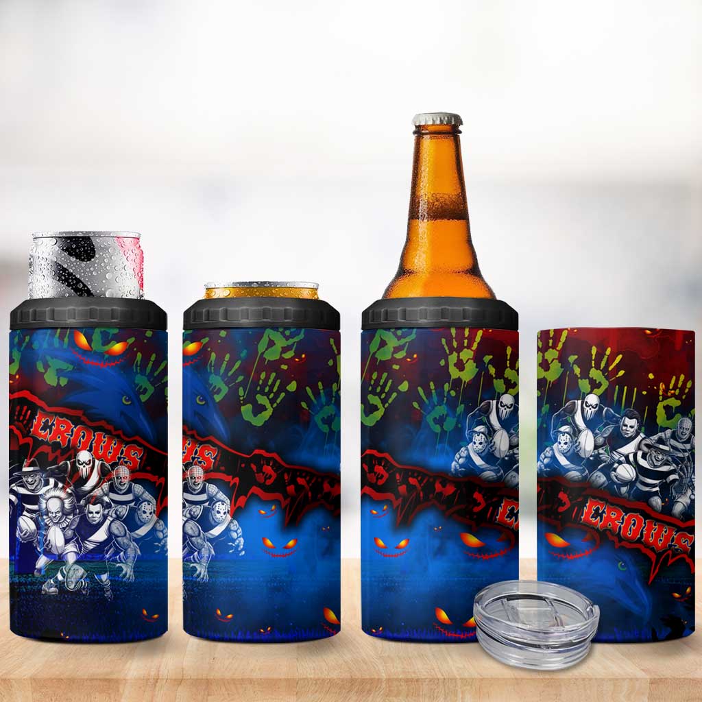 Step Into Horror Domain Crows Football 4 in 1 Can Cooler Tumbler Halloween Horror Movie Characters - Aussie Hoodie