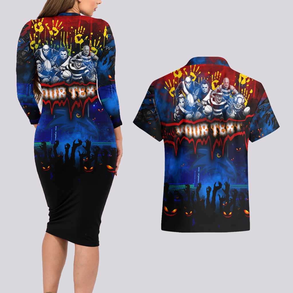 Step Into Horror Domain Crows Football Couples Matching Long Sleeve Bodycon Dress and Hawaiian Shirt Halloween Horror Movie Characters - Aussie Hoodie