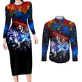 Step Into Horror Domain Crows Football Couples Matching Long Sleeve Bodycon Dress and Long Sleeve Button Shirt Halloween Horror Movie Characters - Aussie Hoodie
