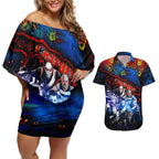 Step Into Horror Domain Crows Football Couples Matching Off Shoulder Short Dress and Hawaiian Shirt Halloween Horror Movie Characters - Aussie Hoodie