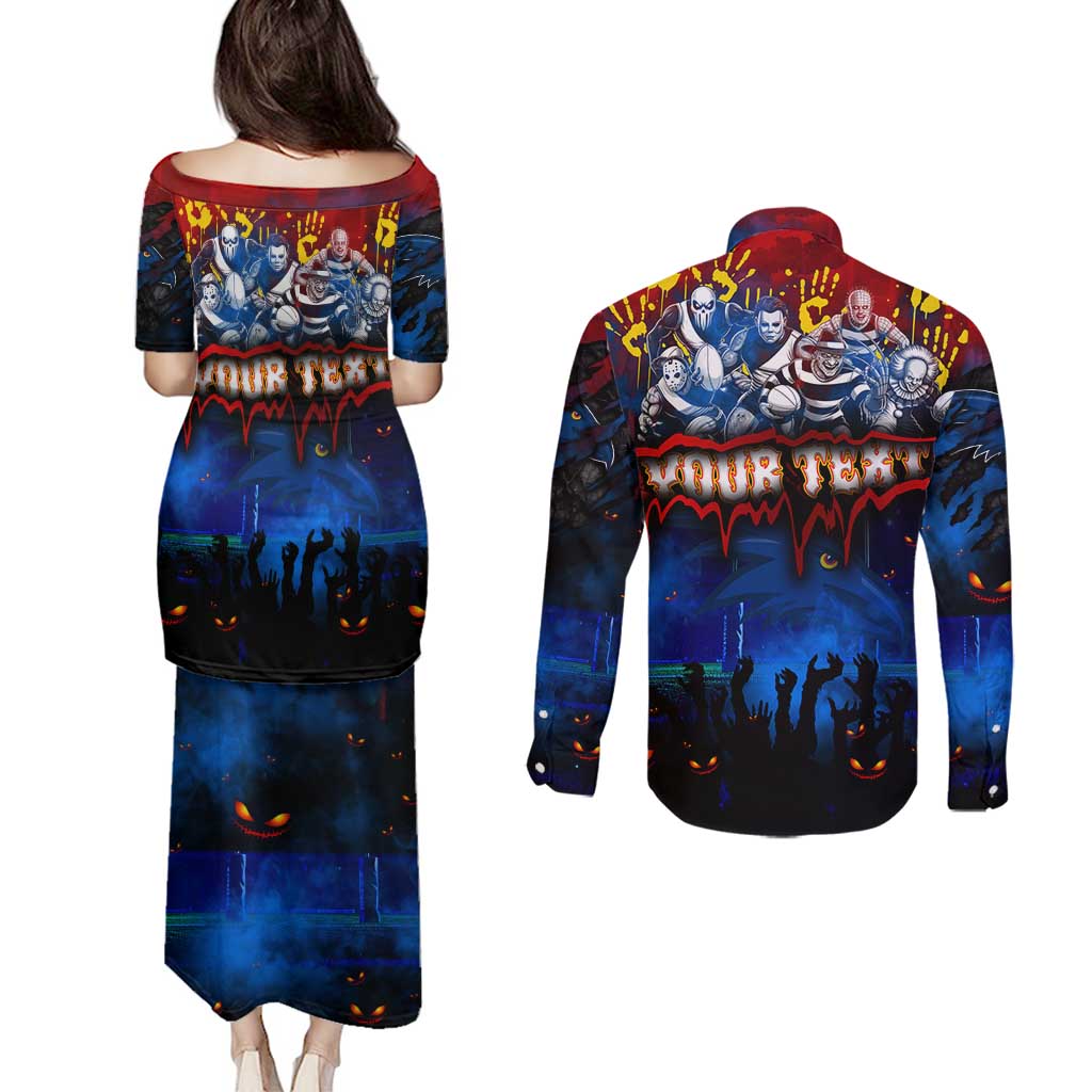 Step Into Horror Domain Crows Football Couples Matching Puletasi and Long Sleeve Button Shirt Halloween Horror Movie Characters - Aussie Hoodie