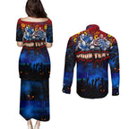 Step Into Horror Domain Crows Football Couples Matching Puletasi and Long Sleeve Button Shirt Halloween Horror Movie Characters - Aussie Hoodie