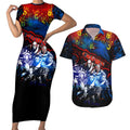 Step Into Horror Domain Crows Football Couples Matching Short Sleeve Bodycon Dress and Hawaiian Shirt Halloween Horror Movie Characters - Aussie Hoodie