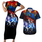 Step Into Horror Domain Crows Football Couples Matching Short Sleeve Bodycon Dress and Hawaiian Shirt Halloween Horror Movie Characters - Aussie Hoodie