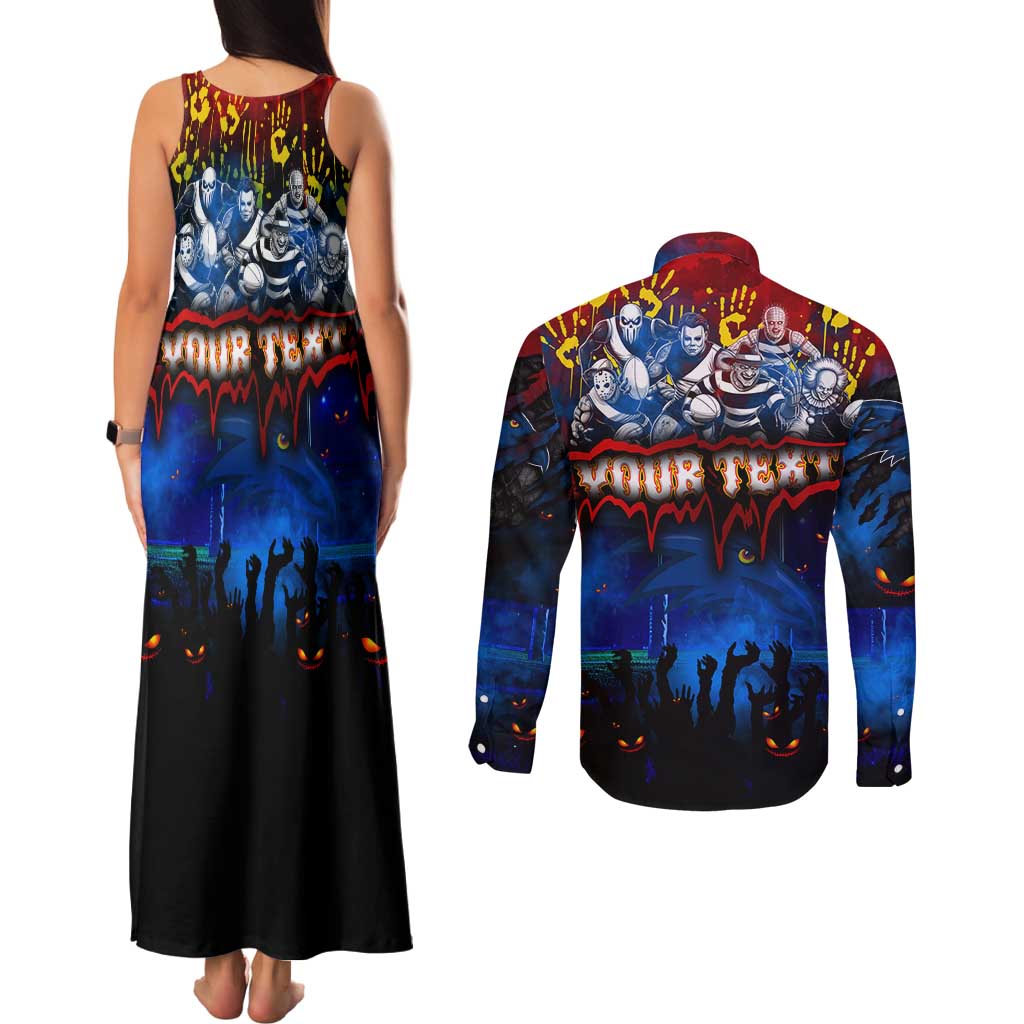 Step Into Horror Domain Crows Football Couples Matching Tank Maxi Dress and Long Sleeve Button Shirt Halloween Horror Movie Characters - Aussie Hoodie
