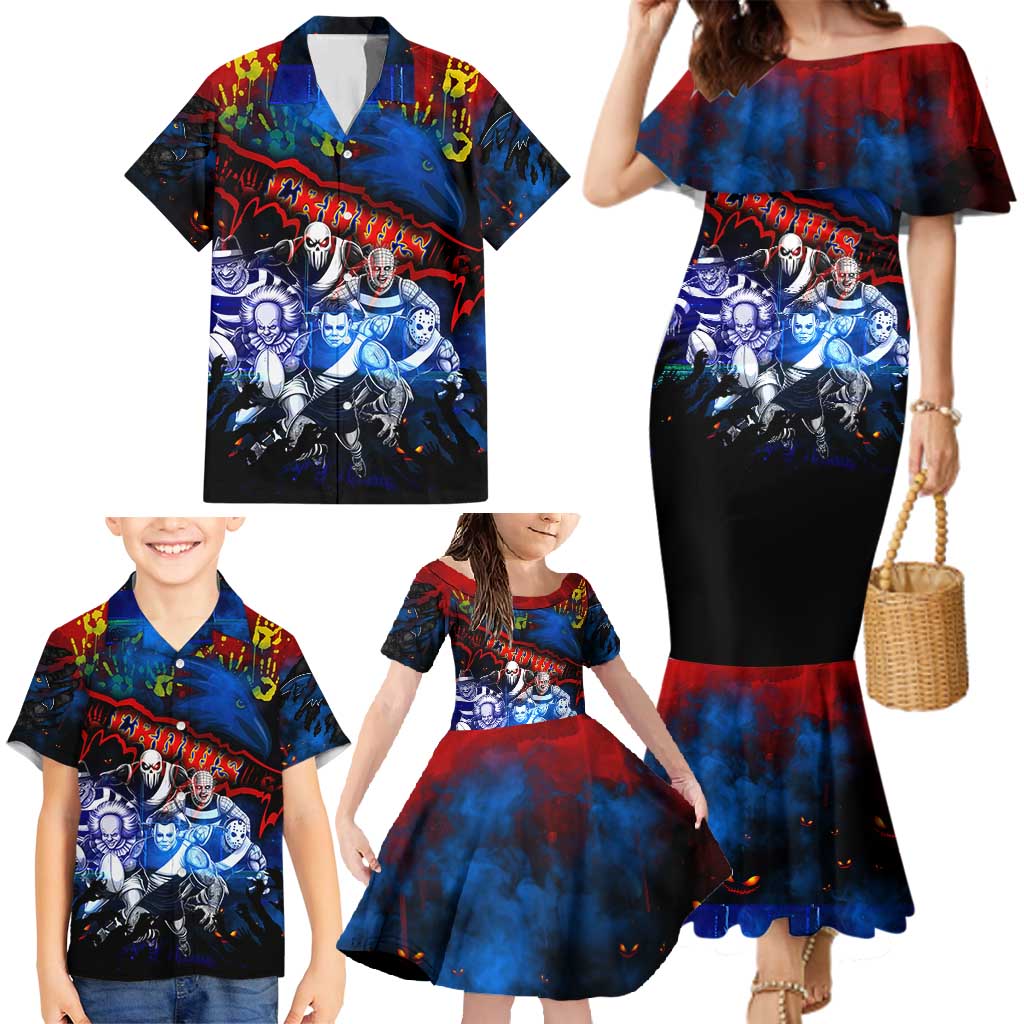 Step Into Horror Domain Crows Football Family Matching Mermaid Dress and Hawaiian Shirt Halloween Horror Movie Characters - Aussie Hoodie