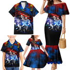 Step Into Horror Domain Crows Football Family Matching Mermaid Dress and Hawaiian Shirt Halloween Horror Movie Characters - Aussie Hoodie