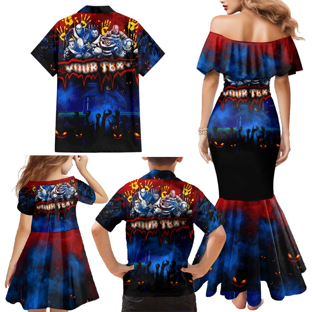 Step Into Horror Domain Crows Football Family Matching Mermaid Dress and Hawaiian Shirt Halloween Horror Movie Characters - Aussie Hoodie