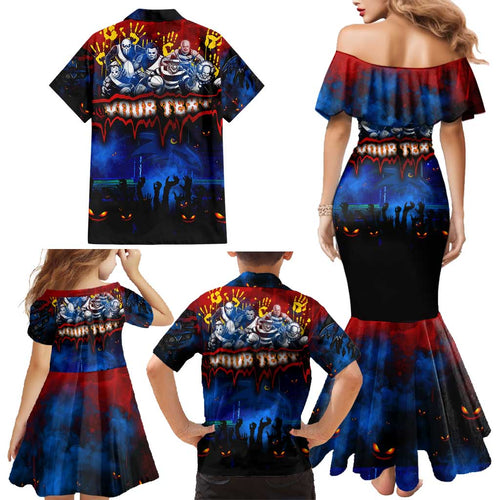 Step Into Horror Domain Crows Football Family Matching Mermaid Dress and Hawaiian Shirt Halloween Horror Movie Characters - Aussie Hoodie