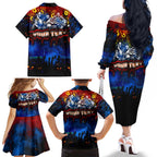 Step Into Horror Domain Crows Football Family Matching Off The Shoulder Long Sleeve Dress and Hawaiian Shirt Halloween Horror Movie Characters - Aussie Hoodie