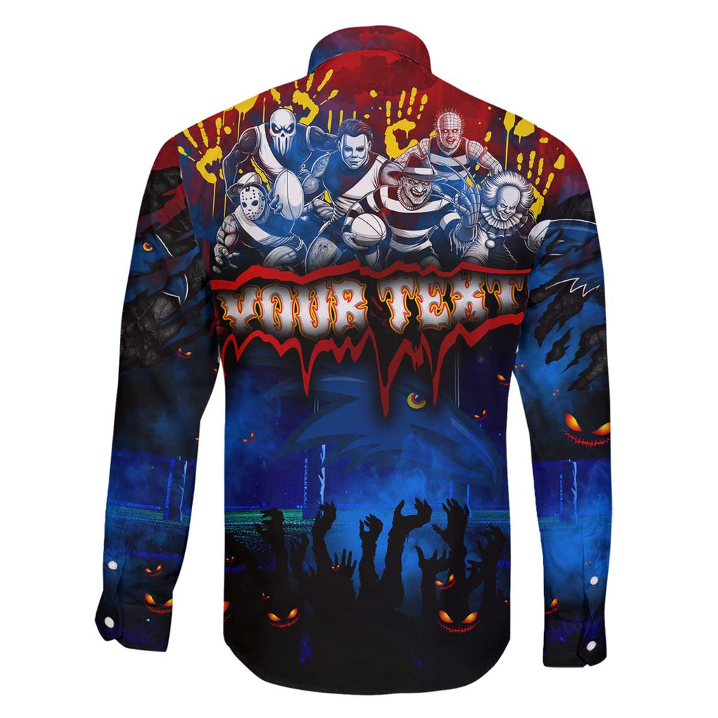 Step Into Horror Domain Crows Football Family Matching Off The Shoulder Long Sleeve Dress and Hawaiian Shirt Halloween Horror Movie Characters - Aussie Hoodie