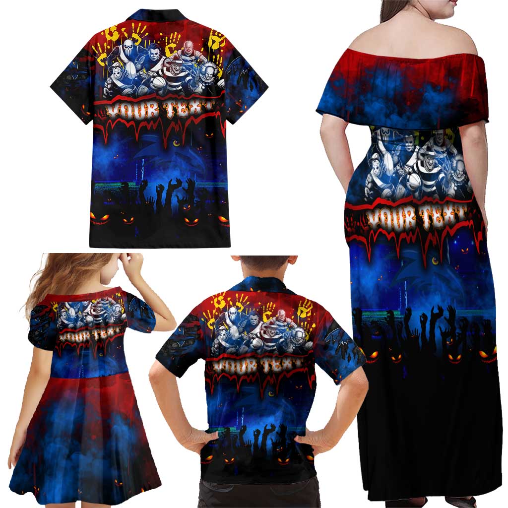 Step Into Horror Domain Crows Football Family Matching Off Shoulder Maxi Dress and Hawaiian Shirt Halloween Horror Movie Characters - Aussie Hoodie