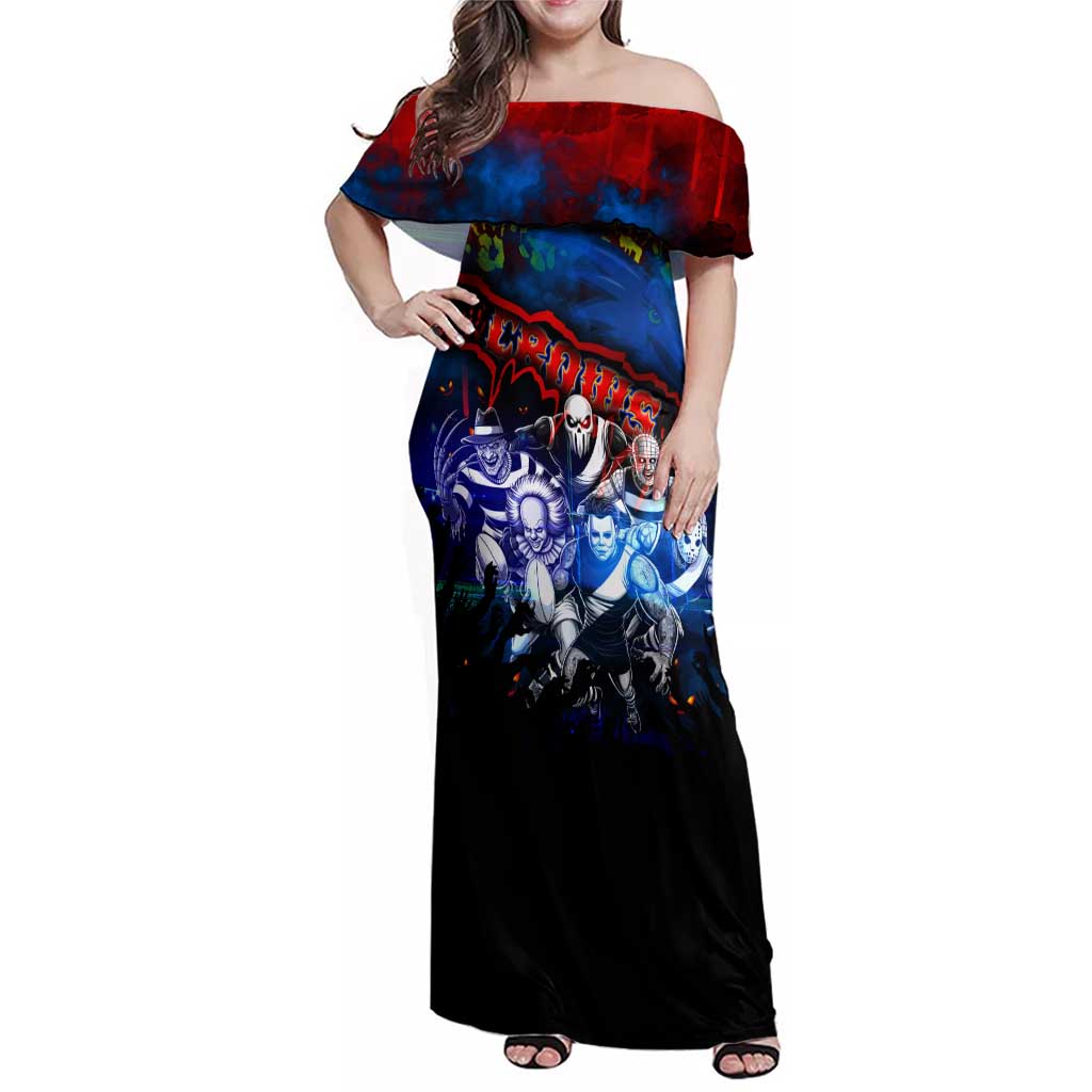 Step Into Horror Domain Crows Football Family Matching Off Shoulder Maxi Dress and Hawaiian Shirt Halloween Horror Movie Characters - Aussie Hoodie