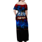 Step Into Horror Domain Crows Football Family Matching Off Shoulder Maxi Dress and Hawaiian Shirt Halloween Horror Movie Characters - Aussie Hoodie