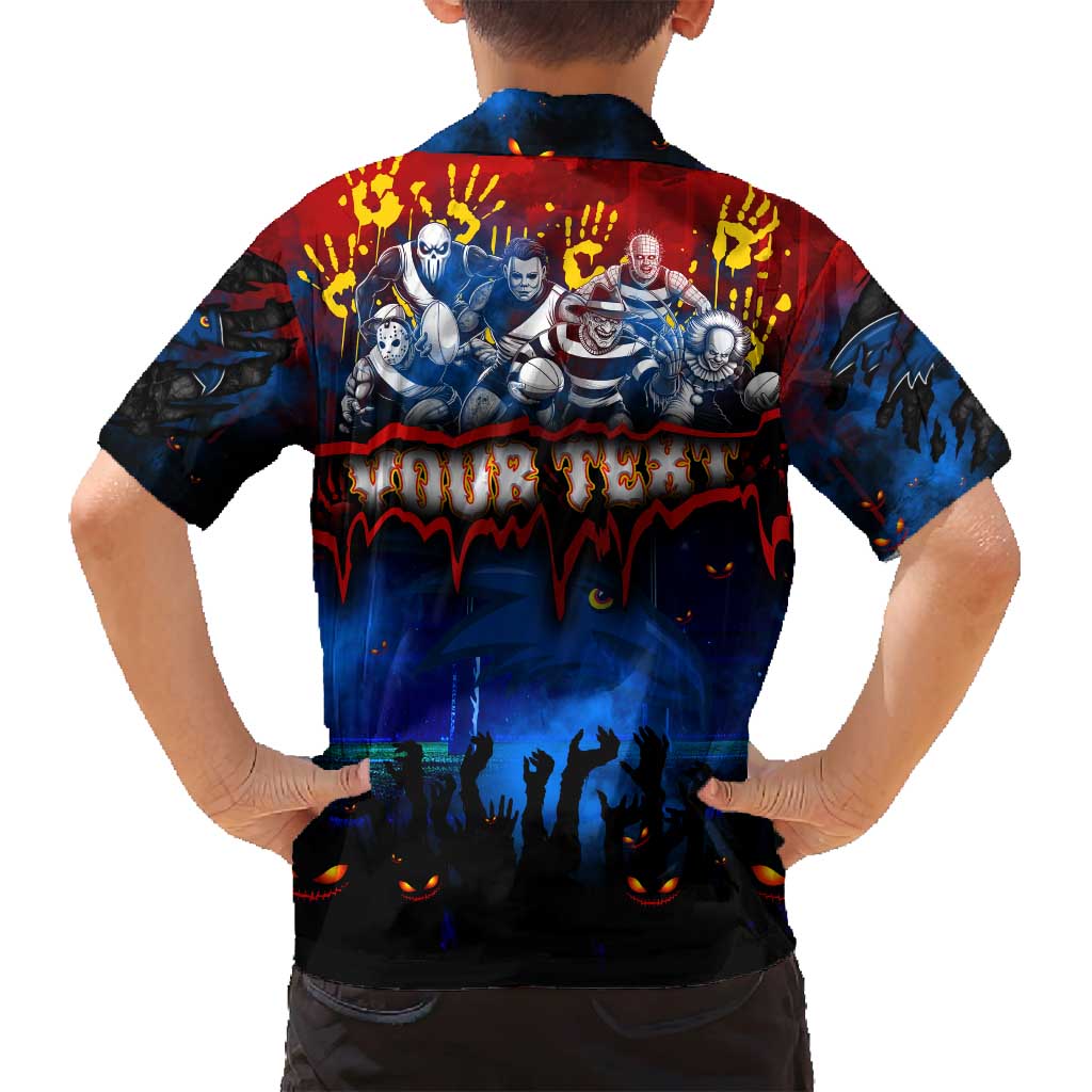 Step Into Horror Domain Crows Football Family Matching Off Shoulder Short Dress and Hawaiian Shirt Halloween Horror Movie Characters - Aussie Hoodie