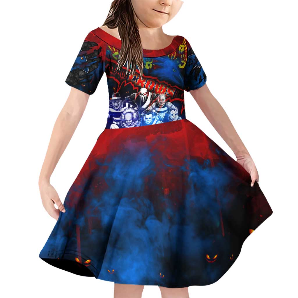 Step Into Horror Domain Crows Football Family Matching Off Shoulder Short Dress and Hawaiian Shirt Halloween Horror Movie Characters - Aussie Hoodie