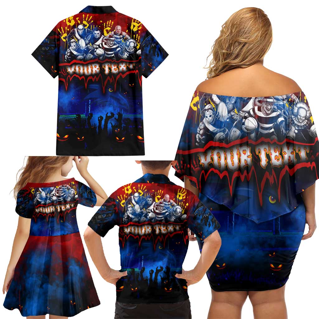 Step Into Horror Domain Crows Football Family Matching Off Shoulder Short Dress and Hawaiian Shirt Halloween Horror Movie Characters - Aussie Hoodie