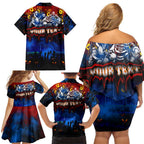 Step Into Horror Domain Crows Football Family Matching Off Shoulder Short Dress and Hawaiian Shirt Halloween Horror Movie Characters - Aussie Hoodie