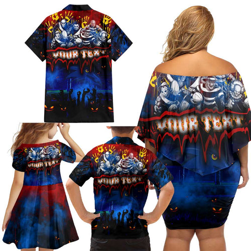 Step Into Horror Domain Crows Football Family Matching Off Shoulder Short Dress and Hawaiian Shirt Halloween Horror Movie Characters - Aussie Hoodie