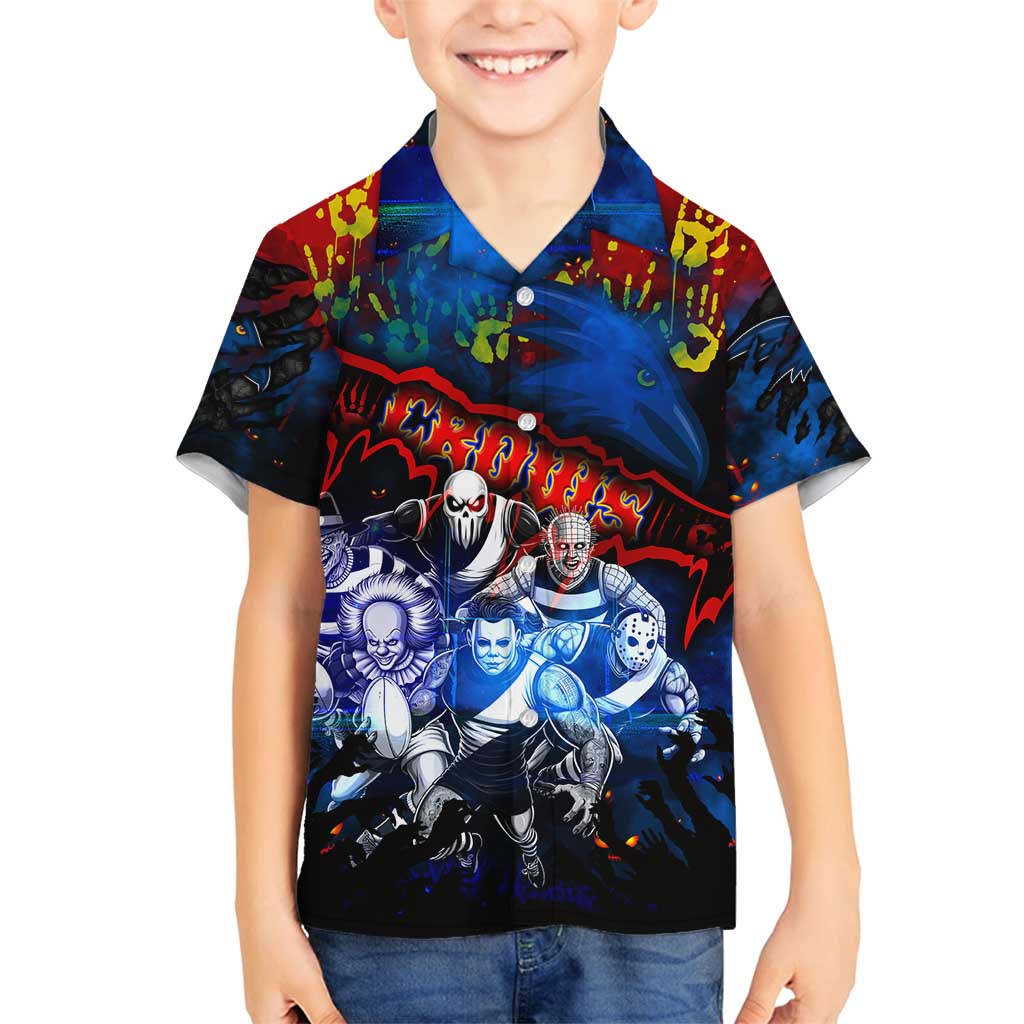 Step Into Horror Domain Crows Football Family Matching Off Shoulder Short Dress and Hawaiian Shirt Halloween Horror Movie Characters - Aussie Hoodie